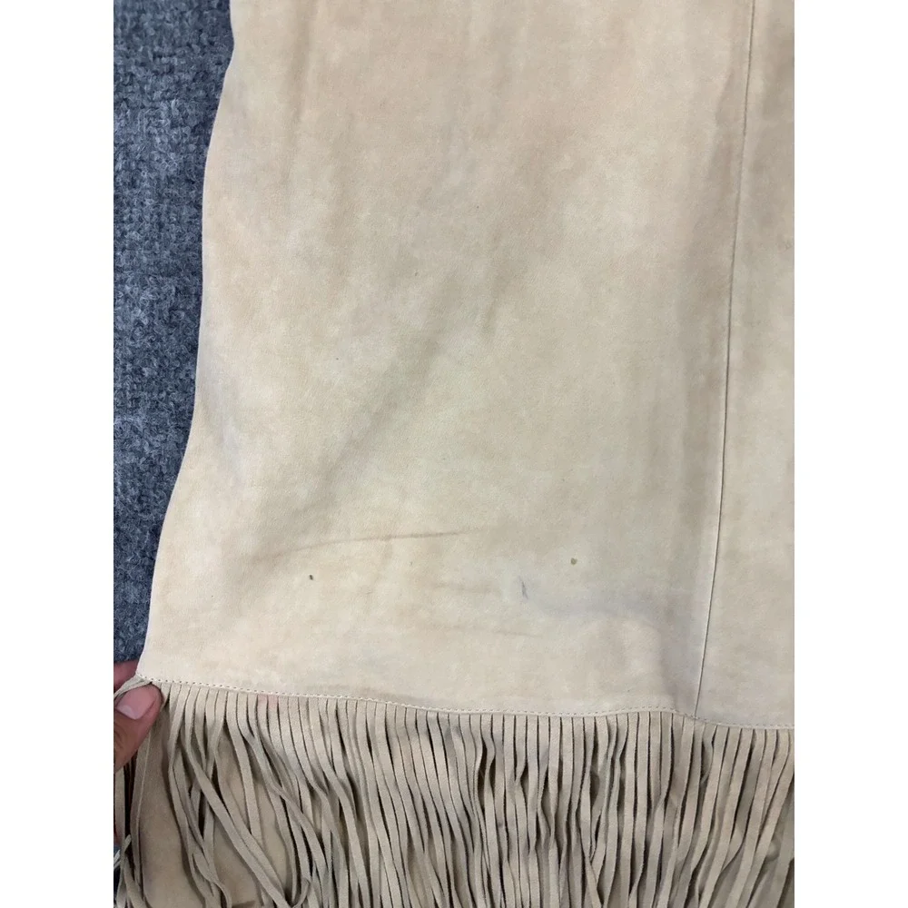 Parker Suede Fringe Dress XS Tan Laser Cut Western Boho Festival